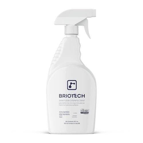 BRIOTECH Sanitizer Disinfectant Hypochlorous Spray, Kills 99.99% of Viruses & Bacteria, Eliminate Odor, Gentle for Nurseries & Play Rooms, Rinse Free Food Contact Surface Sanitizer, 32 fl oz