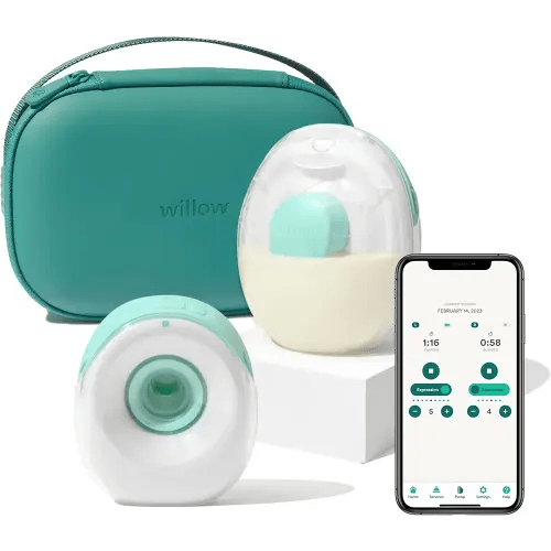 Willow Go - Wearable Breastfeeding Pump and Teal Case - Hands Free Breast Pump