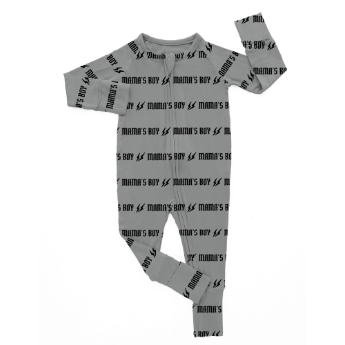 One Little Love co | Mama’s Boy | Grey Bamboo Romper