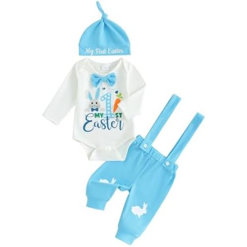 Newborn Baby Boy Clothes Long Sleeve Romper and Pants Hat Infant Boy Coming Home Outfit 3Pcs