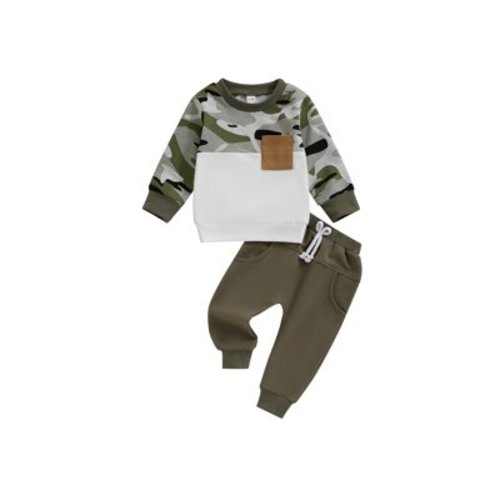 Suealasg Toddler Baby Boys Outfits Long Sleeve Camouflage Sweatshirt and Elastic Waist Sweatpants Sets 6M 1T 2T 3T Kids Boys 2Pcs Fall Clothes