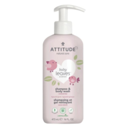 Attitude 2-IN-1 Shampoo & Body Wash Unscented, 16 oz.
