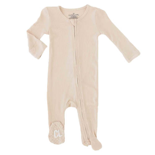Oatmeal Waffle Bamboo Zipper Footie