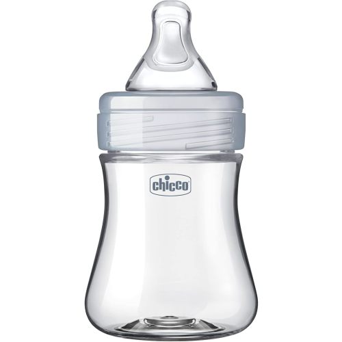 Chicco Duo 5oz. Hybrid Baby Bottle with Invinci-Glass Inside and Plastic Outside | Dishwasher, Bottle Warmer, and Electric Sterilizer Safe | Intui-Latch Nipple | Clear/Grey