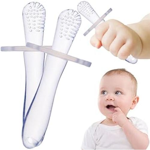 Baby Teething Toys, Teething Toys, Mushroom Teether Toy, Teether for Baby Silicone Teething Brush Tool Ring Toy (X2)