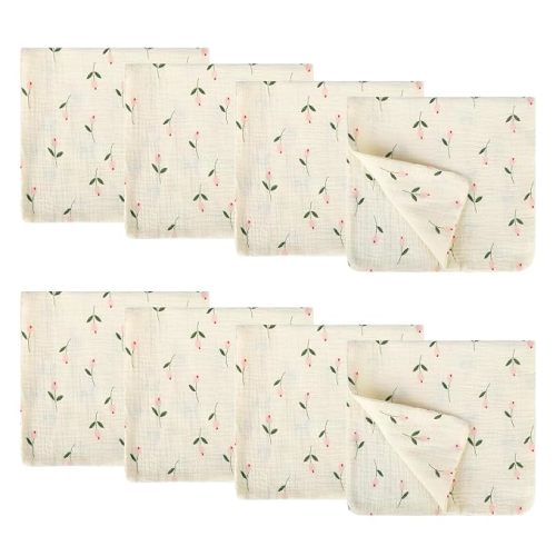 8 Pack Baby Burp Cloths Muslin Cotton 20x10 Inches Cute Printed Ultra Soft Absorbent for Newborn Infants Toddlers Matching Store Same Pattern Products