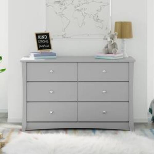 6-Drawer Crescent Pebble Gray Dresser