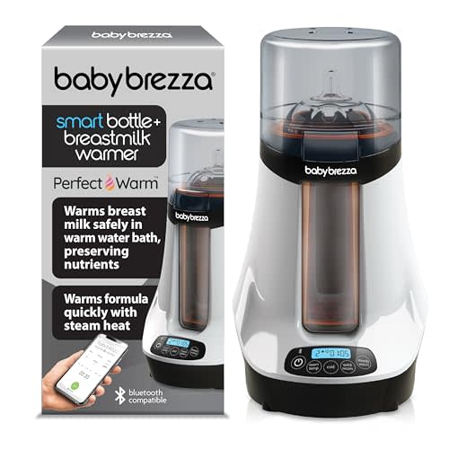 Baby Brezza Smart Baby Bottle Warmer, Breastmilk Warmer + Defroster - Only Brand with Different Temperatures for Breastmilk + Formula - Universal Fit for All Bottles + Milk Bags - Bluetooth Control