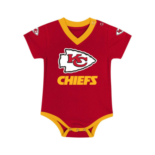 KC Chiefs Kansas City Chiefs Red Baby Team Captain Design One Piece - 133431740