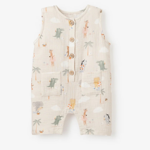 Seaside Safari Organic Muslin Shortall – Elegant Baby
