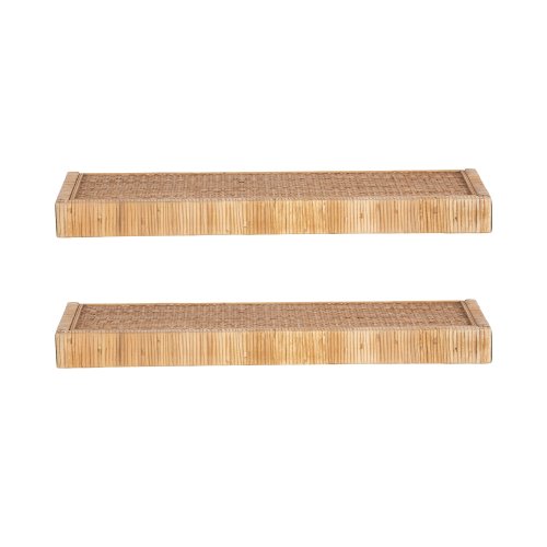 Kate and Laurel Rahmati 2pc Rattan Floating Shelves