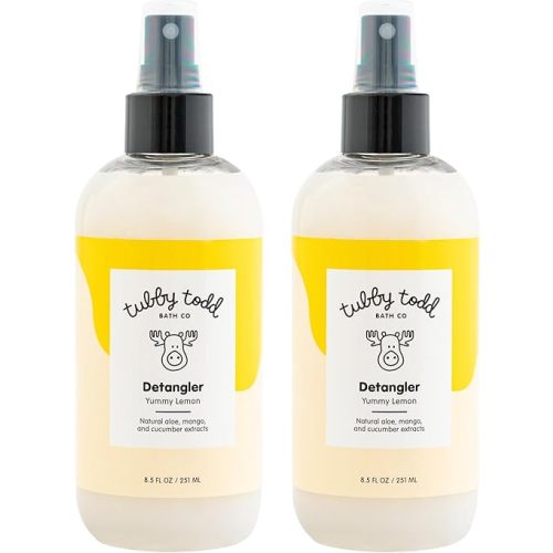 TUBBY TODD Hair Detangler Spray for Kids - Hair Detangling Spray with Baobab & Coconut Oil - Gentle & Moisturizing Kids Hair Detangler Spray - 8.5oz, 2 Pack - Lemon Crème