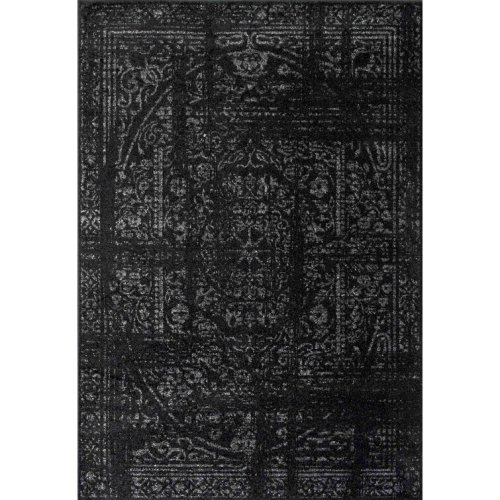 Adetoun Traditional Power Loom Performance Black/Gray Rug