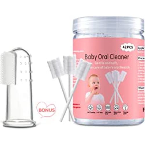 Amazon.com: EASICUTI Tongue Cleaner, Toothbrush, 42Pcs Disposable Infant Clean Baby Mouth,Gauze Gum Cleaner Oral Cleaning Stick Dental Care for 0-36 Month Baby+Free 1 Finger : Health & Household