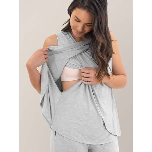 Tulip Hem Nursing Tank & Capri Pajama Set | Grey Heather – Kindred Bravely