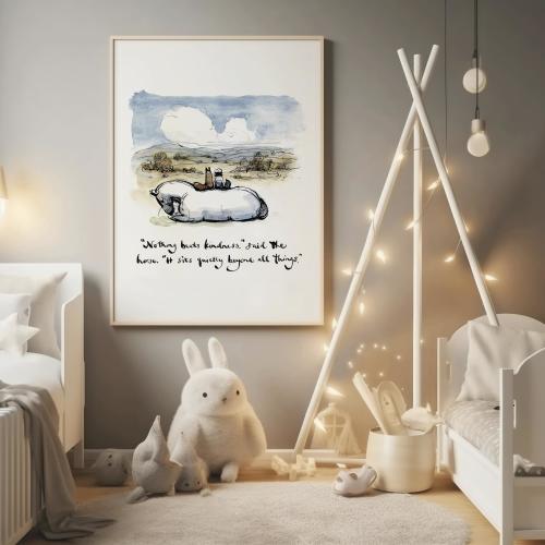 Charlie Mackesy's Positive Art Print: The Boy, The Mole, The Fox & The Horse - Framed Nursery Decor, kids room, wholesome mental health
