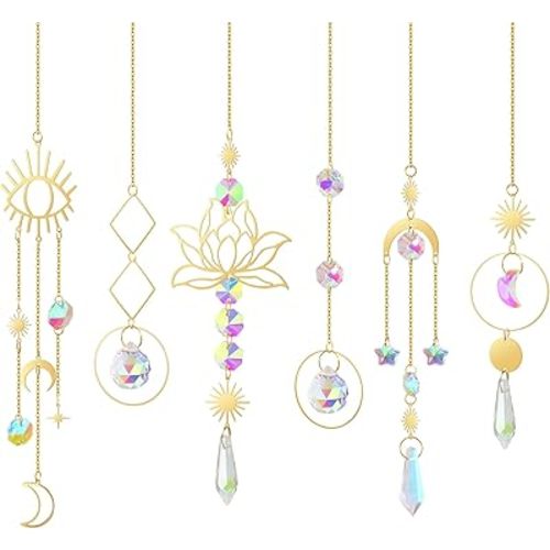 ilclviz Suncatcher Crystal Hanging Sun Catcher Prism with Chain Pendant Ornament Crystal Balls for Window