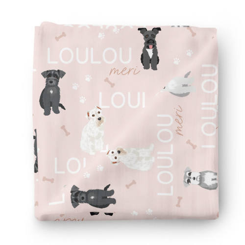 Personalized Baby Name Swaddle Blanket | Schnauzer
