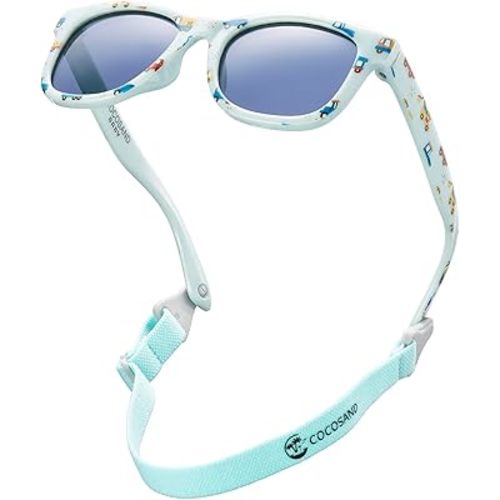 COCOSAND Flexible Polarized Baby Sunglasses with Strap UV Protection for Toddler Infant Girl Boy Age 0-24 Months