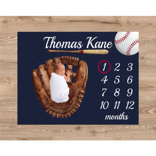 Baseball Milestone Blanket, Boy Sports Growth Blanket, Baseball Nursery Blanket, Baseball Baby Shower Gift, Personalized Sports Blanket BM17