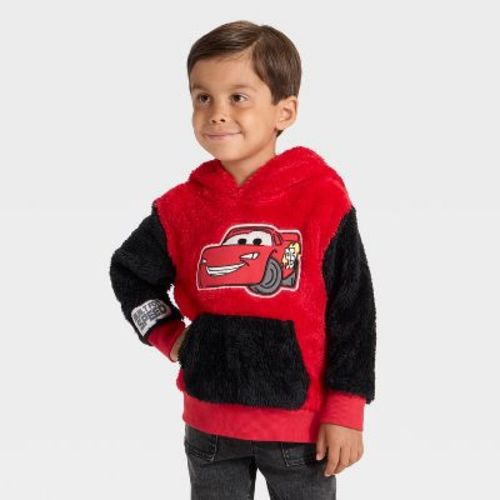 Toddler Boys' Disney Cars Lightning McQueen Racing Hooded Pullover Sweatshirt - Red