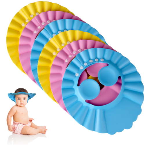 Arroyner 6pcs Adjustable Baby Shampoo Cap, Protecting Eyes, Ears, and Head, Waterproof Shower Bath Shield Hat for Adults, Bedridden & Elderly