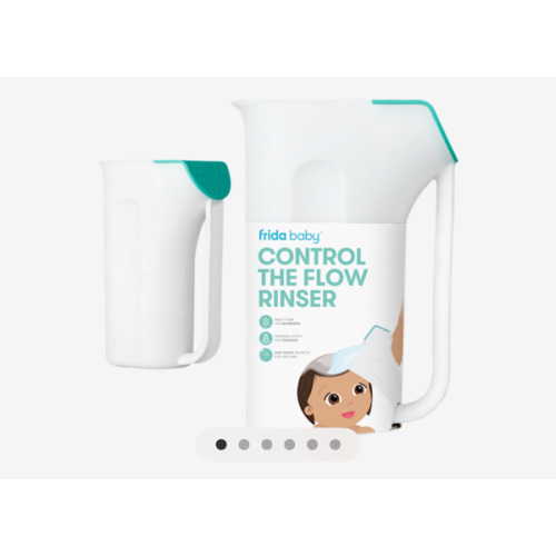 Frida Baby Control The Flow Bath Rinse Cup, Tear Free Rinser to Wash Hair and Body with Easy Grip Handle and Removable Rain Shower, Made in USA
