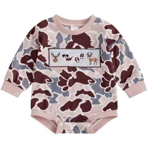 Baby Boys Duck Hunting Clothes Long Sleeve Camoflage Sweatshirt Romper Infant Fall Winter Outfits