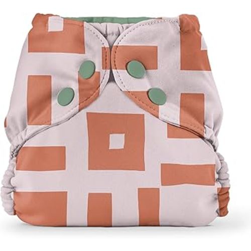 Esembly Cloth Diaper Outer, Waterproof Cloth Diaper Cover, Leak-Proof and Breathable Layer Over Prefolds, Flats or Fitteds, Reusable Diaper with Snap Closure - Size 1 (7-17lbs), Theory
