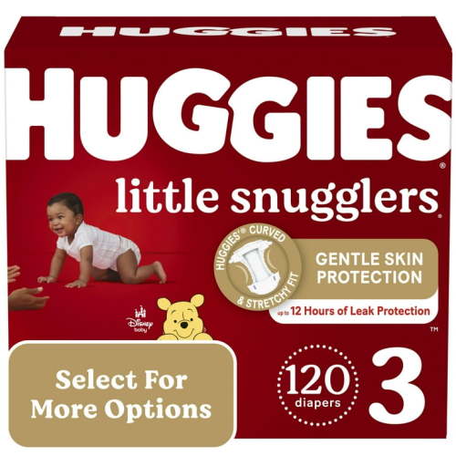 Huggies Little Snugglers Baby Diapers, Size 3 (16-28 lbs), 120 Ct (Select for More Options)