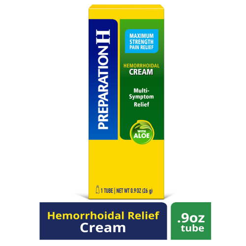 Preparation H Maximum Strength Hemorrhoid Cream With Aloe for Soothing Relief, 0.9 Oz