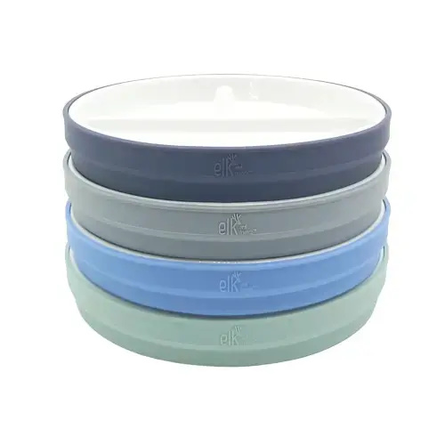 6.7"/16cm Porcelain White Divided Plates with Silicone Sleeves