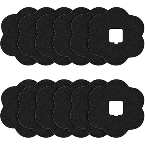 ENLOY 7.2 Inch Universal Trash Can Charcoal Filters Replacements, 12-Pack Flower Shape Stick-on Activated Charcoal, Absorbing Filters Purifying Deodorizer for Compost Bin Pail, Trash Cans, Recycle Bin
