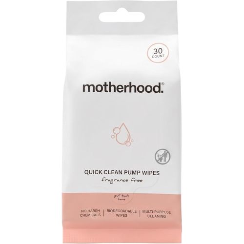 Motherhood Maternity Breast Pump Cleaning Wipes - No Rinse Quick Clean Wipes for Pump Parts, Bottles & Baby Essentials, Fragrance-Free, Travel-Friendly, 30 Count (1-Pack)