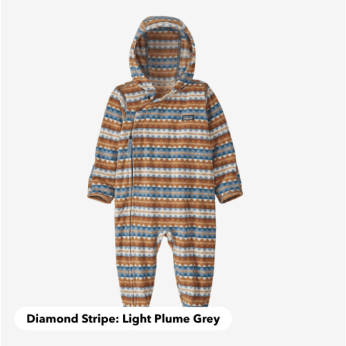 Infant Micro D® Bunting - Diamond Stripe: Light Plume Grey, 18-24m