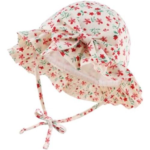 Bow Baby Girls Summer Hat Flower Toddler Girls Sun Hat Cotton Breathable Infant Hat