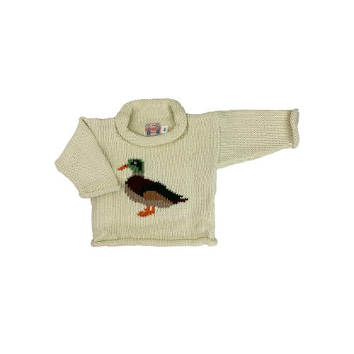 Children's Ivory Mallard Duck Roll Neck Sweater | Kids Sweater | The Red Wagon