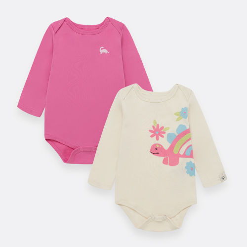 Set x2 body para bebé niña manga larga