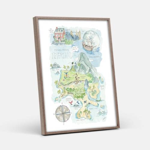 Peter Pan's Neverland Watercolor Map Art Print - Etsy