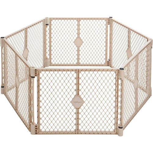 Toddleroo by North States - Superyard Baby Play Yard: Freestanding 6-Panel Baby Playpen - Indoor or Outdoor Use - Made in USA - Encloses Up to 18.5 Square Feet - 26 Inches Tall - Sand