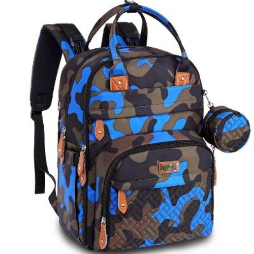 Babbleroo Diaper Bag Backpack For Stylish Parents, Spacious Baby Bag, Versatile Baby Diaper Bag, Camo Blue, 1 Pc