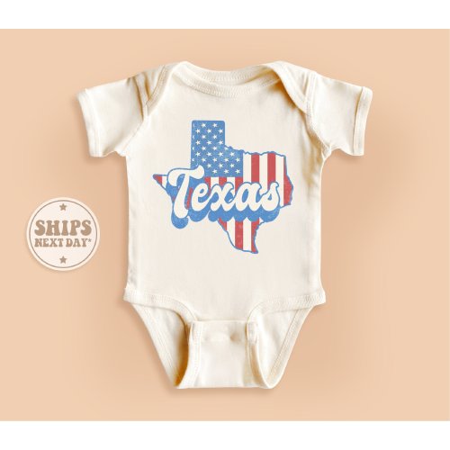 Texas State Onesie®, Vintage Patriotic Onesie®, Retro Natural Rainbow Onesie®, Western Baby Gift #TLC00361