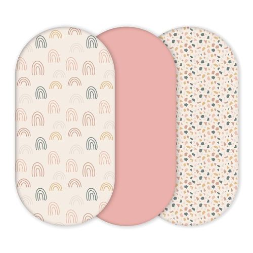 Premium Fitted Baby Bassinet Sheets, Changing Pad Cover and Stroller Sheets, Compatible with 4moms Mamaroo, Chicco Lullago, Graco, Halo and Uppababy, 100% Ultrasoft Cotton, 32x16” - Rosetta