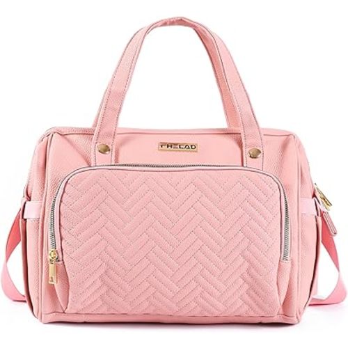 Diaper Tote - Baby Bag with 13 Pockets, Large Tote for Baby Girl (Pink)