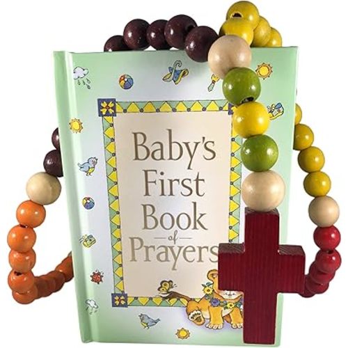 Baby Catholic Baptism Gift Set, Includes Baby's First Rosary and Baby's First Book of Prayers, Perfect Baptism, Christening, Shower Gifts