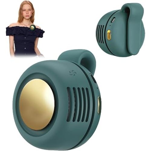 Portable Clip-On Fan, Mini USB Rechargeable 360° Rotatable Fan, 3-Speed Silent Mini Bladeless Fans (Green)