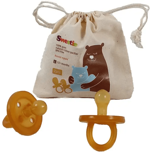 Sweetie Rubber Pacifier Natural Rubber Pacifier Rounded 2 Count (6-12 Month/Medium)