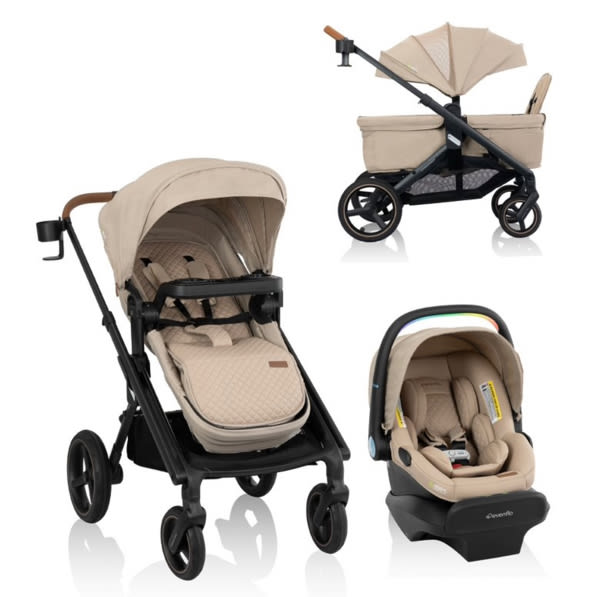 Transformer Stroller to Wagon Travel System Featuring LiteMax NXT Infant Car Seat with SensorySoothe
