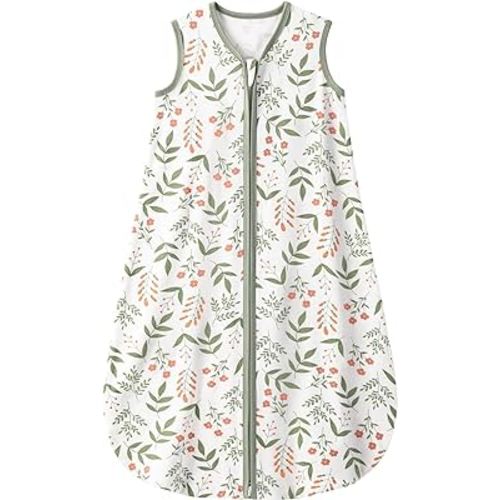 Yoofoss Baby Sleep Sack 6-12 Month 0.5 TOG Baby Wearable Blanket, 100% Cotton Infant Toddler Sleeping Sack 2-Way Zipper Lightweight Sleepsack, Flower