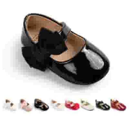 Bonario Baby Girls Shoes Infant Mary Jane Dress Bowknot Princess Crib Flats for Newborn First Walkers 3-18 Months
